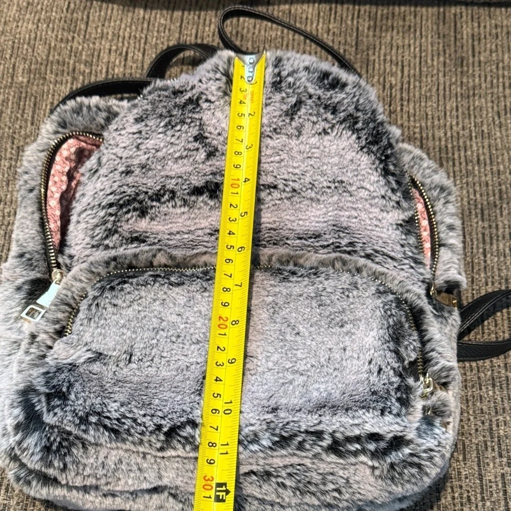 Faux Fur Gray Backpack